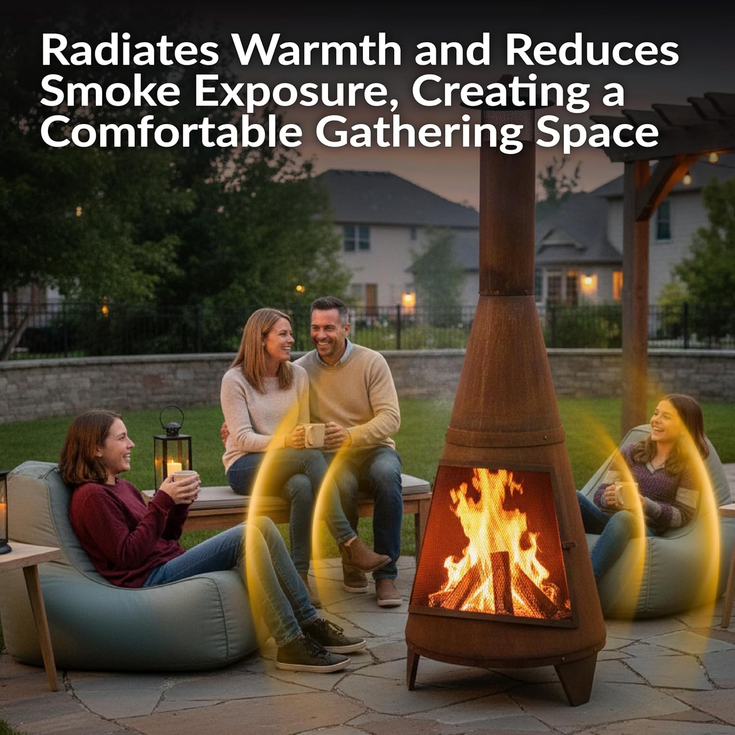 Sunnydaze 70-Inch Rustic Chiminea Outdoor Fireplace - Outdoor Wood-Burning Chiminea Fire Pit - Chimney Fire Pit
