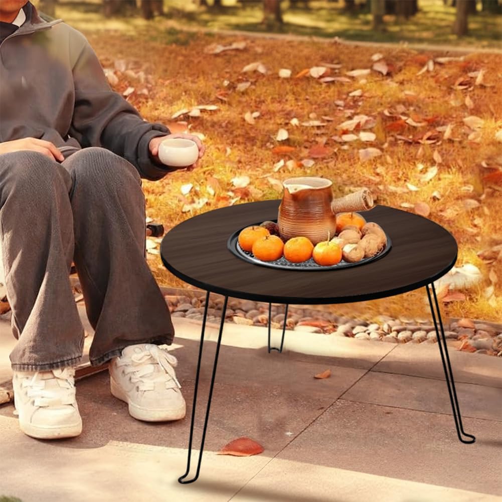 Foldable Portable Barbecue Table Round Fire Pit Table for Outdoor Gatherings