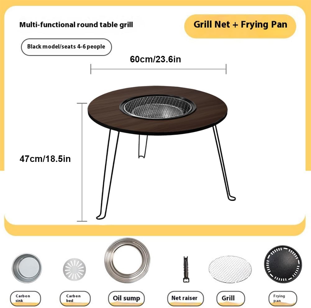 Foldable Portable Barbecue Table Round Fire Pit Table for Outdoor Gatherings
