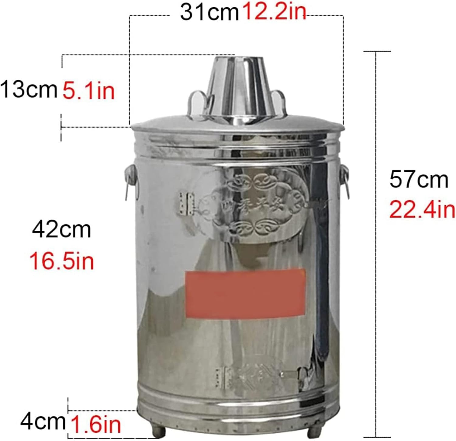 Incinerator Cage with Chimney, Stainless Steel Burn Barrel, Garden Burn Incinerator Bin with Fire Hook for Paper Leaf Trash Backyard Bonfire