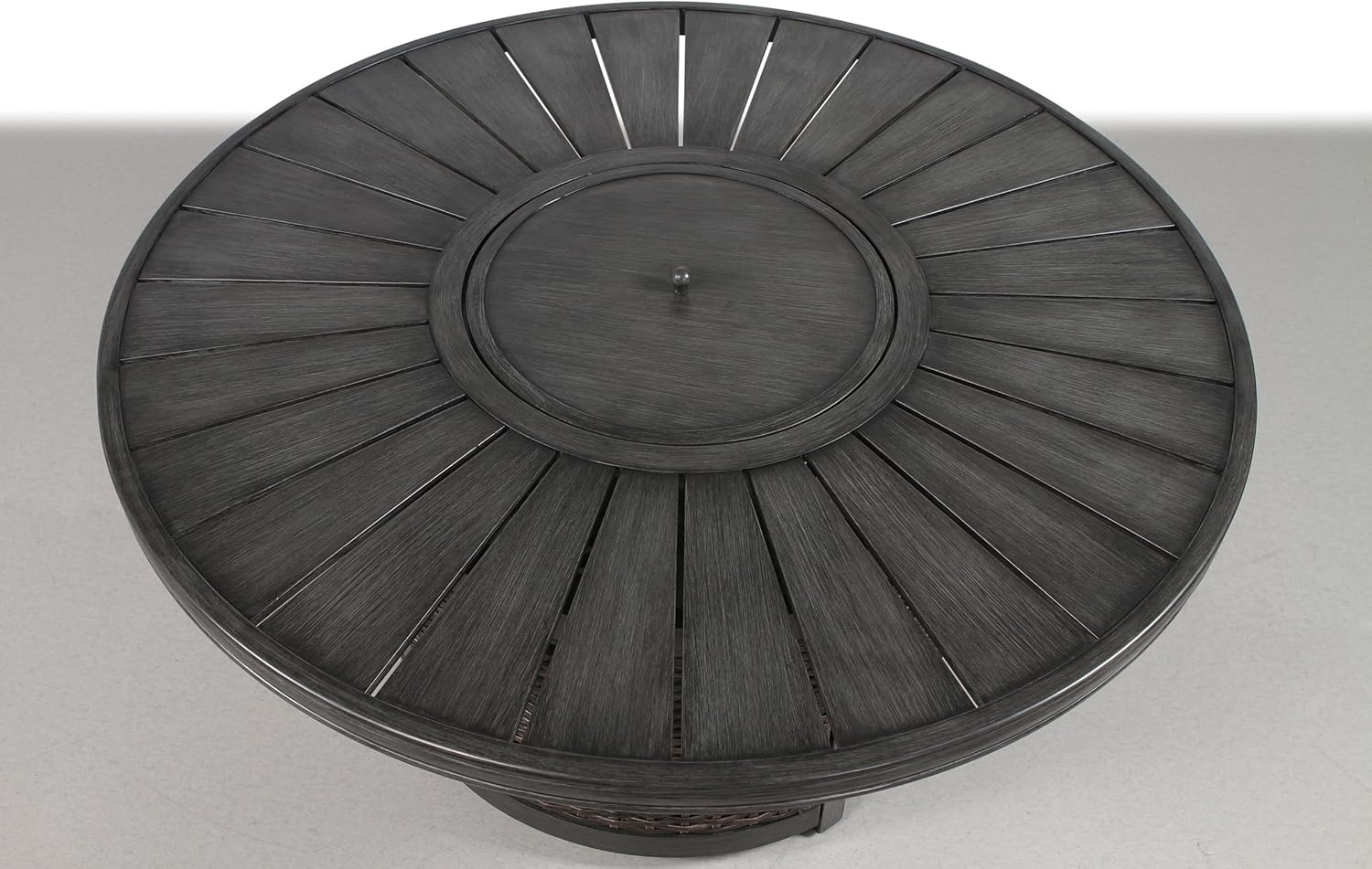 Penau 25 Inch H x 52 Inch W Propane Outdoor Fire Pit Table with Hand-Painted Wood Grain Top, Modern Espresso Finish, Rust & Heatproof, 60,000 BTU