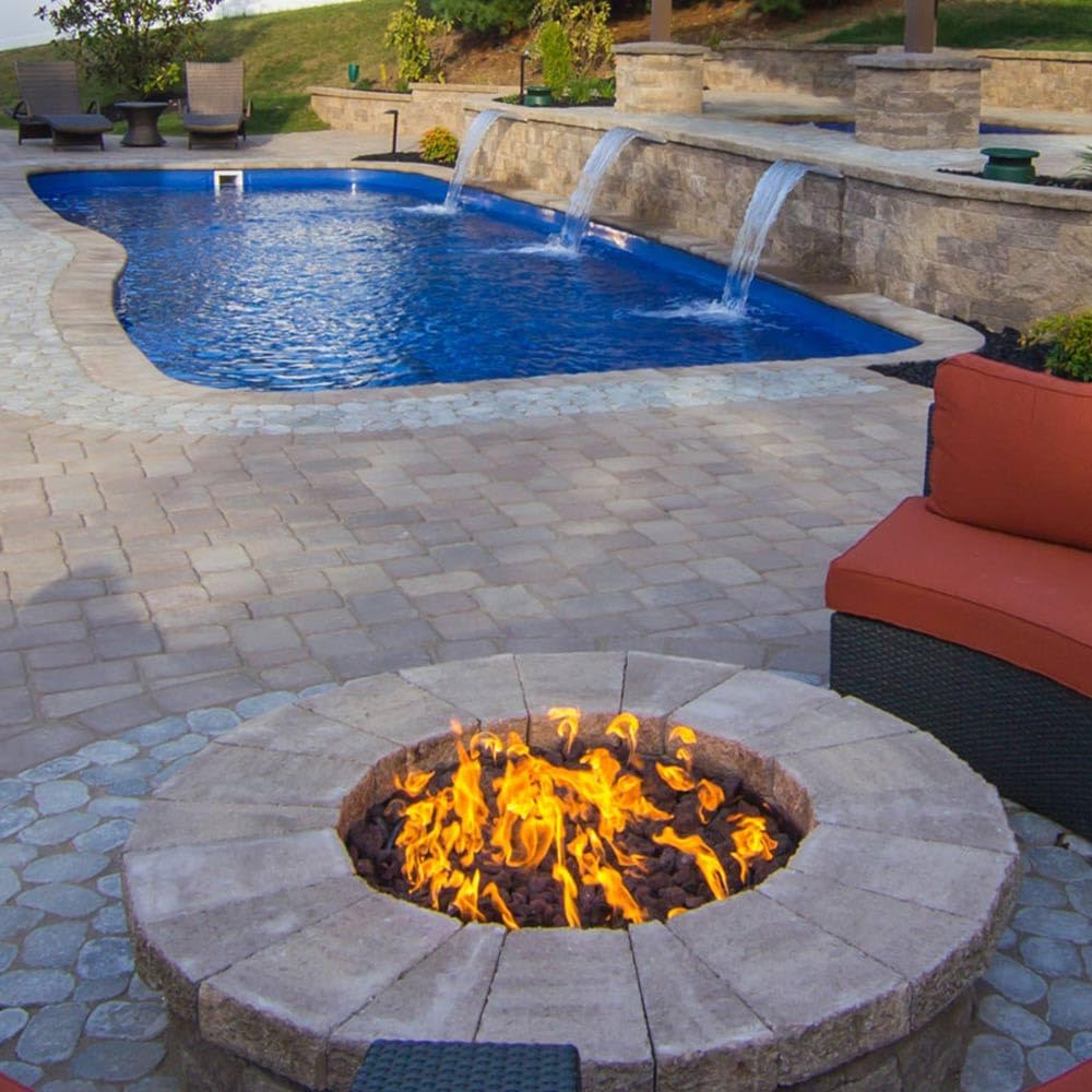 AFG Match Lit Fire Pit Burner Kit (SS-FR-18KIT-PAN-NG-MSCB), Round, 18-Inch Burner, 24-Inch Flat Pan, Natural Gas, Polished Chrome, with Flange, Key, Valve, Flex Line and Fittings