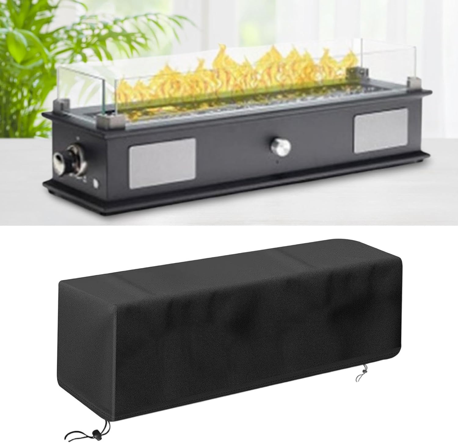 Fire Cover Heavy Duty Weatherproof Oxford Fabric Protection for Outdoor Fire Pit 29 x 9.5 x 8.6 Inch Rectangular