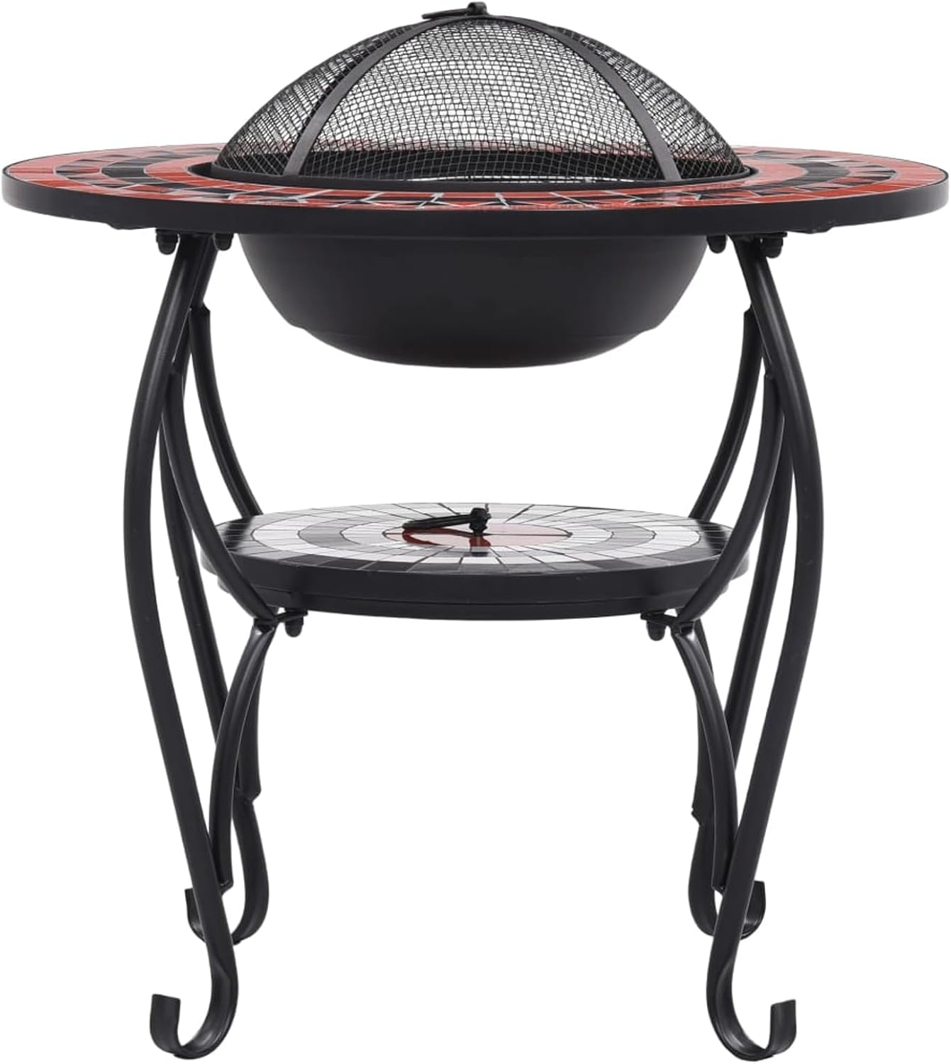 Terracotta & White Steel Fire Basket - Decorative, Warmth, Outdoor Use, Grill Included