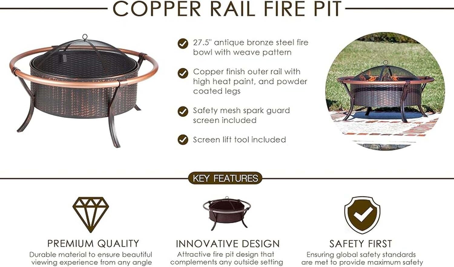 Antique Appeal Rail Fire Pit - 27.5