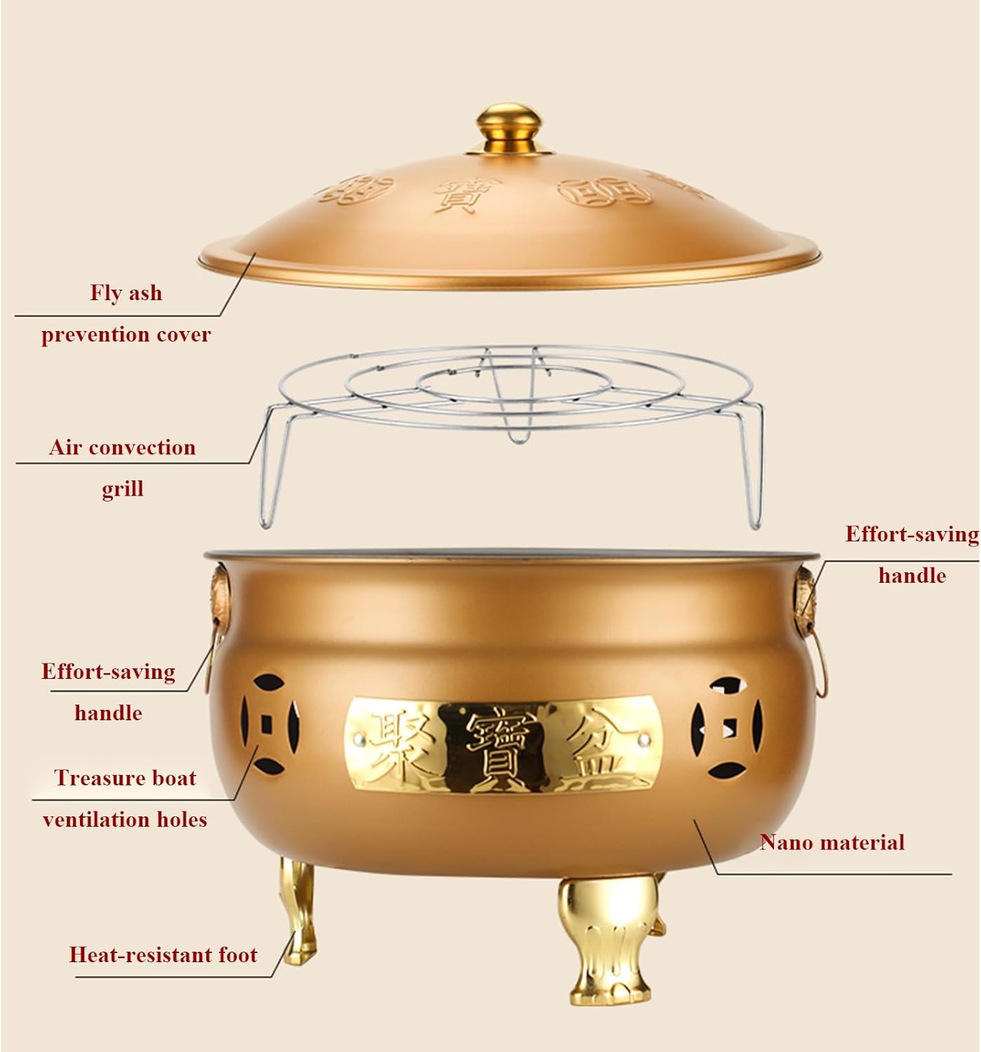 Incinerator, Burn Barrel, Yard Waste Incinerator Metal Incinerator Cage with Burning Tongs Fire Pit Fire Barrel for Burning Trash Outdoor for Leaves Paper Wood, Garden Incinerator(Red B,Large)