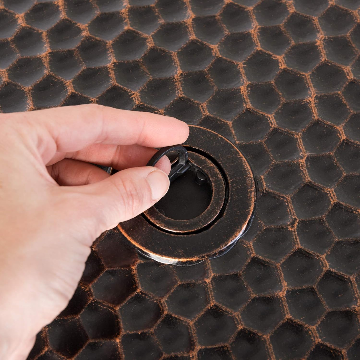 Fire Sense 62360 Briarwood Hammered Aluminum Convertible Gas Fire Pit Table 55,000 BTU Multi-Functional Outdoor with Fire Bowl Lid, Nylon Weather Cover & Clear Fire Glass- Bronze Finish - Round - 44