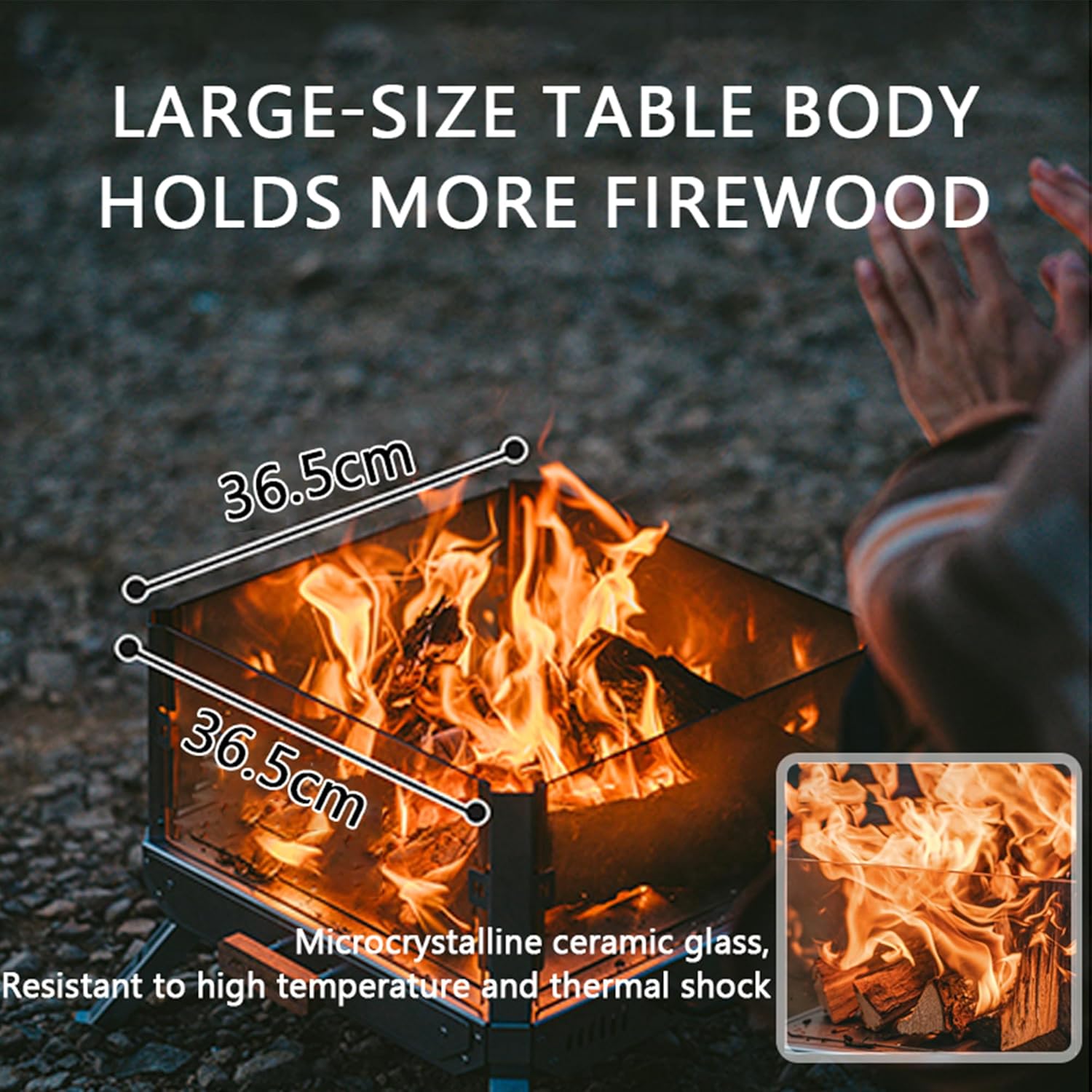 Naturehike Portable Wood Burning Fire Pit, Lightweight Collapsible Small Firepits for Outdoor & Indoor, Campfire with Microcrystalline Glass for Winter Family Party, Camping (Fire Pit)