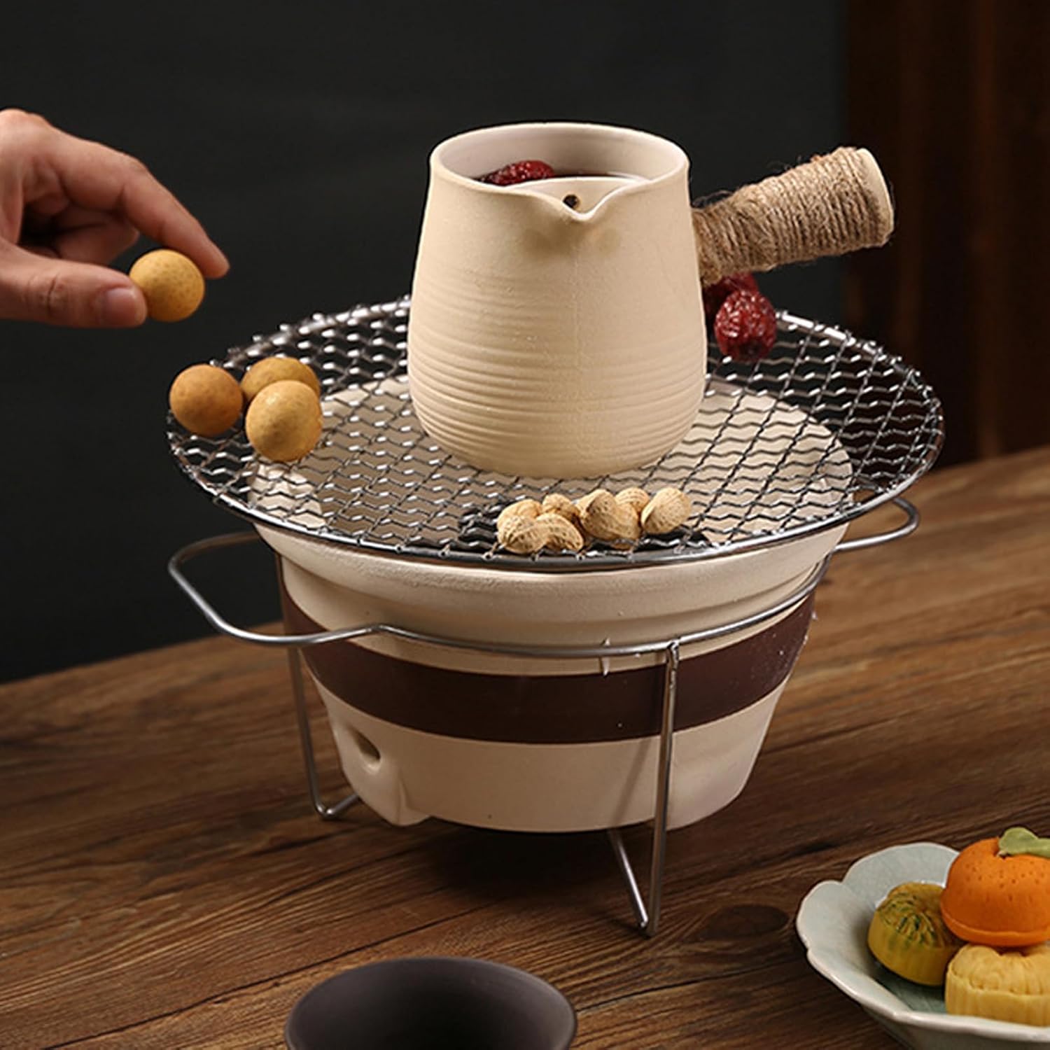 Clay Charcoal Stove Traditional Chinese Outdoor Indoor Portable Multifunctional Clay Grilling Tea Making Stove for Camping Picnic Home Use Coarse Ceramic Material 24 x 24 x 14 5cm