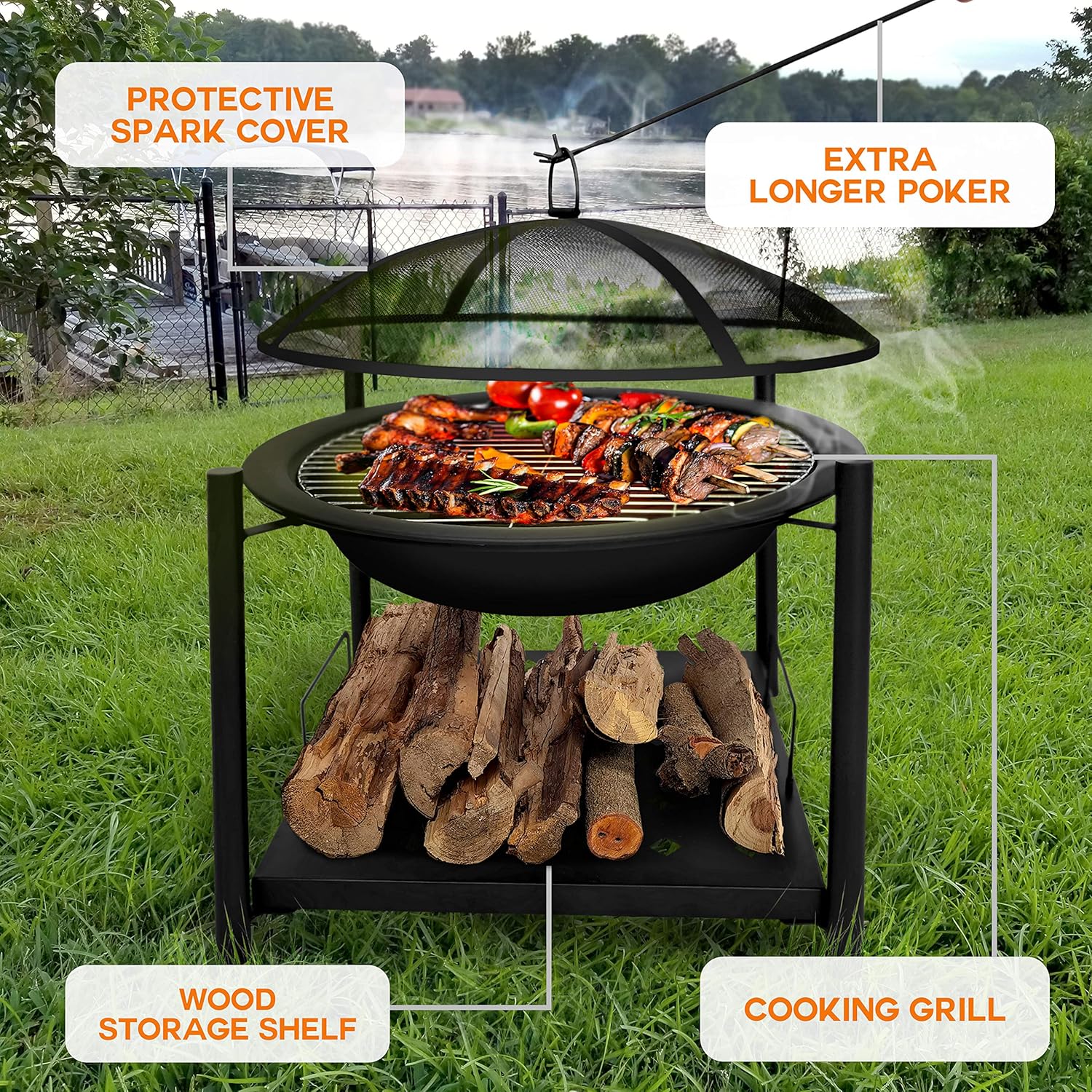 SereneLife Outdoor Wood Fire Pit - 26