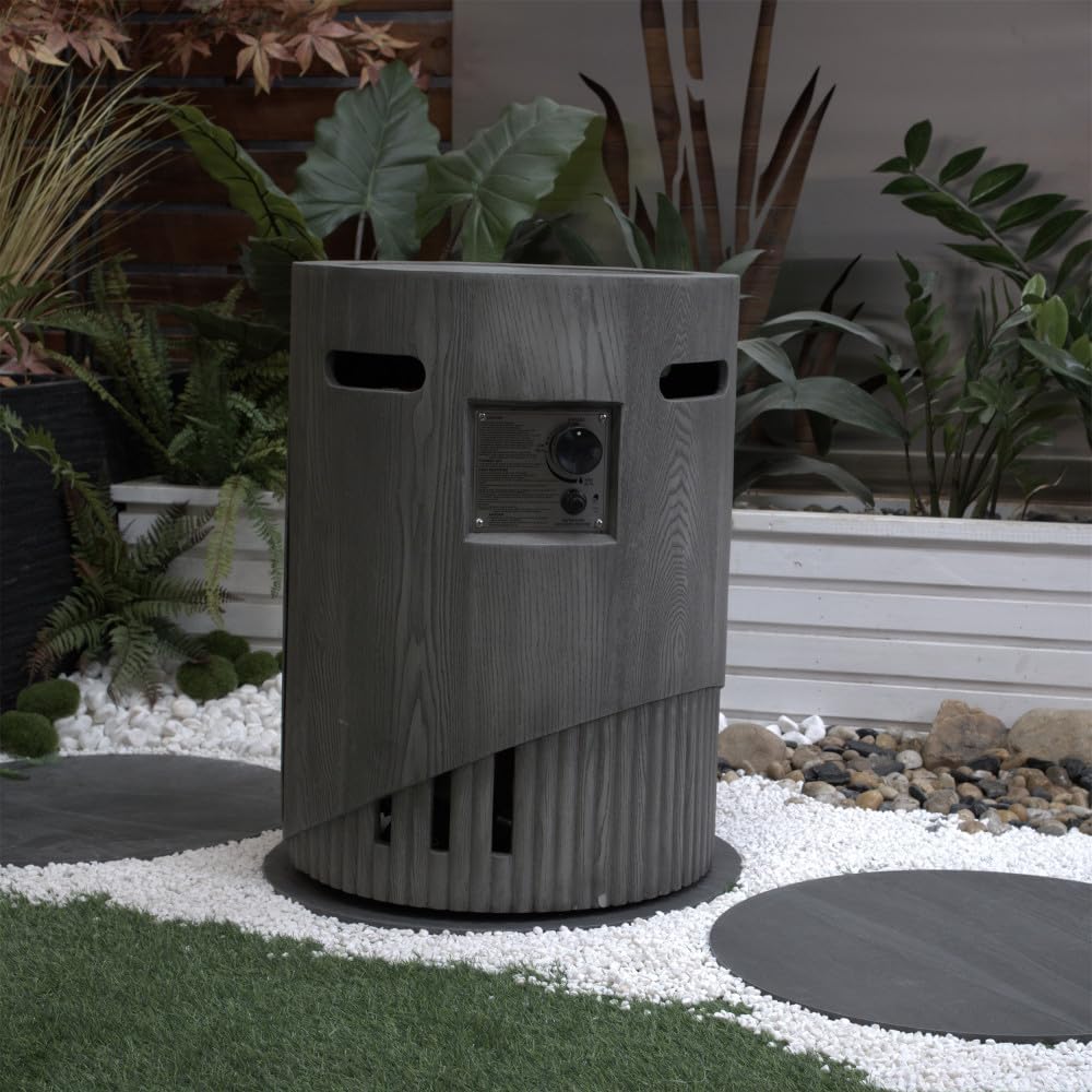 32000 BTU, CSA Certification Diameter 20 Inch Round Outdoor Gas Fire Pit,Contain 2.5kg Lava Stone and Rainproof Cover,Magnesium Oxide Cultured Stone Surface Finished, More Suitable for Outdoor Garden