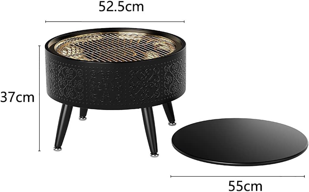 Grill fire Pit, Indoor Charcoal fire Pit Heating Household Stove smokeless Carbon fire Pit Patio Winter Outdoor Barbecue fire Pit Table Charcoal fire Pit (Color : Black)