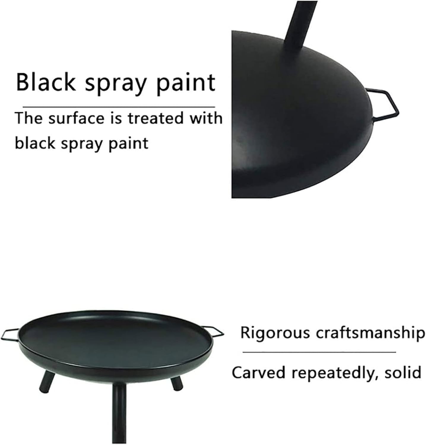 Large Fire Pit Bowl w/Handles & Retractable Barbecue Sign,Wood Burning Fire Pit