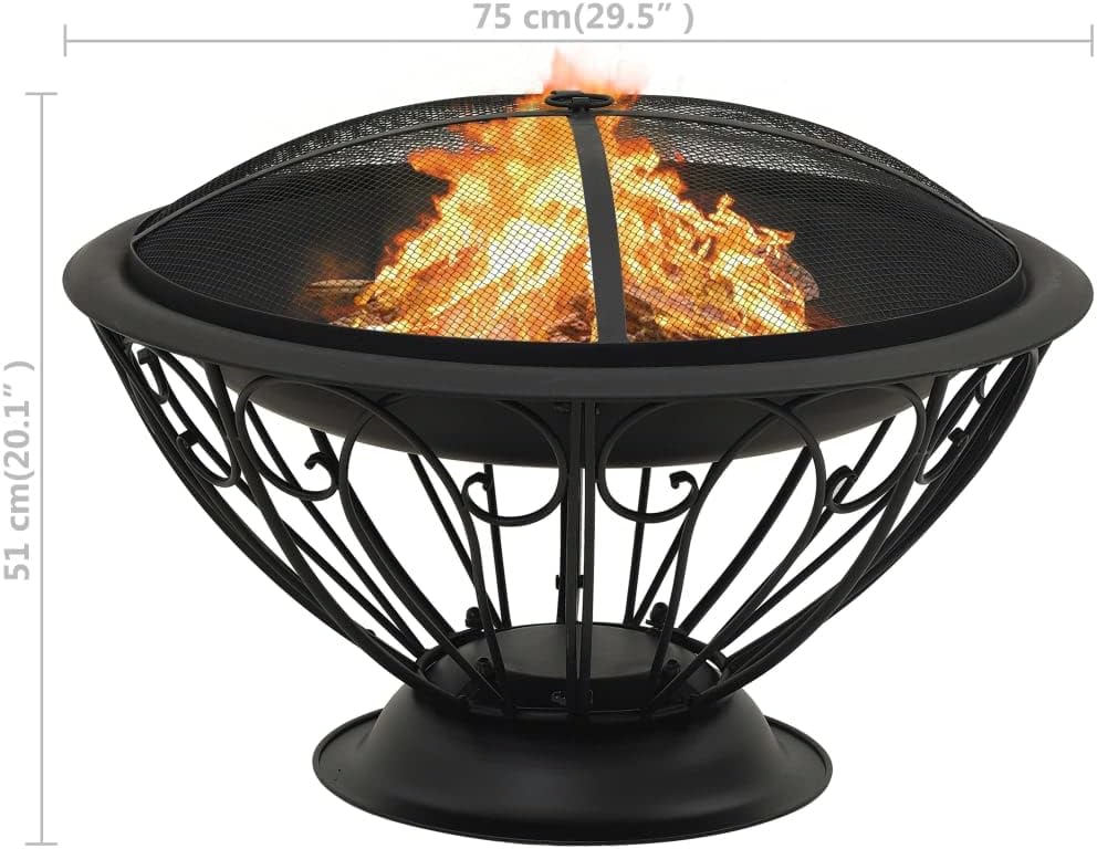 SKM Fire Pit with Poker 75 cm XXL Steel