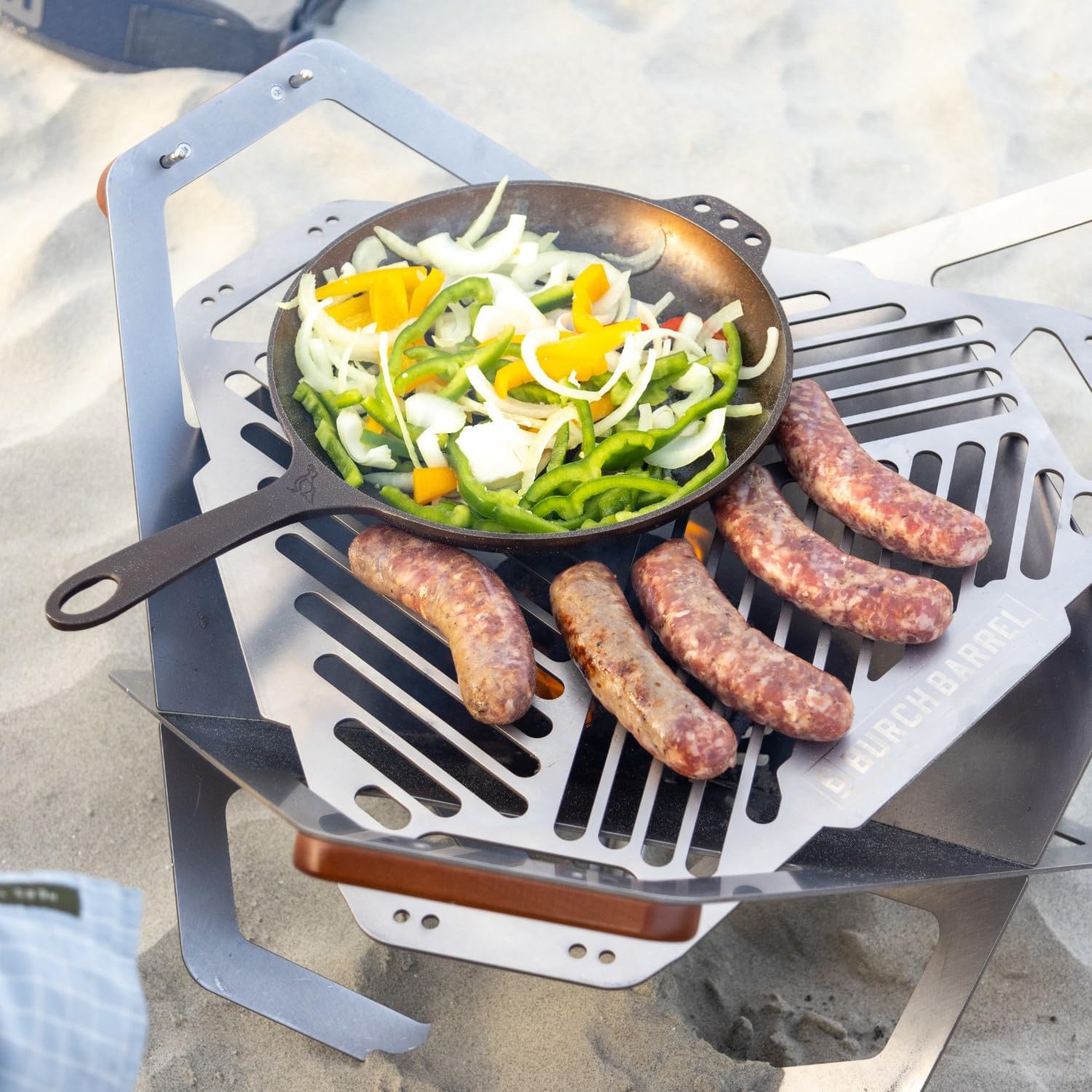 Burch Barrel Flat Packer Outdoor BBQ Charcoal Grill and Wood Firepit | Our Foldable, Portable and Compact Grill is Made from Stainless Steel | Lightweight and Easy to Assemble