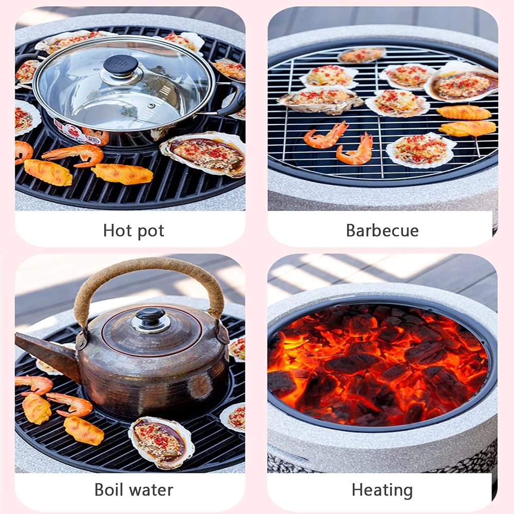 Outdoor Household Charcoal Carbon Stove, Desktop Fire Pit Bowl Bonfire Stove Courtyard Brazier Heating Stove Round Table Grill Garden Grill,A