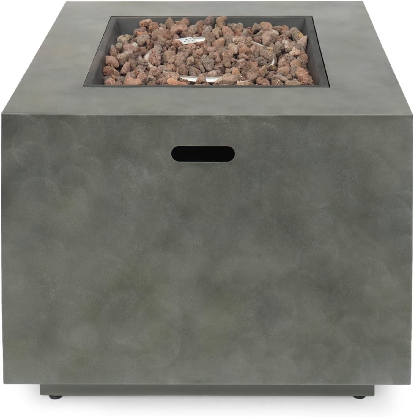 Outdoor Fire Pit Table Square Iron Fire Pit, 50,000 BTU Outdoor Propane Fire Pit Table With Lava Rocks – Modern Concrete Finish, Portable Backyard Patio Heater & For Camping, Deck, Garden Entertaining
