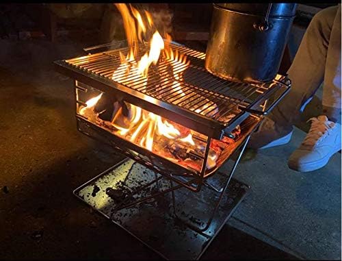 CAMPINGMOON 3-in-1 Portable Stainless Steel Wood Burning Grill and Fire Pit 14x15.35-inch with Carrying Bag MT-035