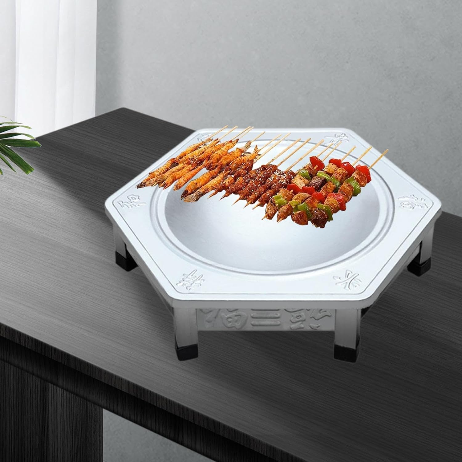 Fire Pit for Outside Stainless Steel Multipurpose Sturdy Compact Firewood Brazier for Garden Picnic Yard Backpacking Backyard, Hexagon Thick