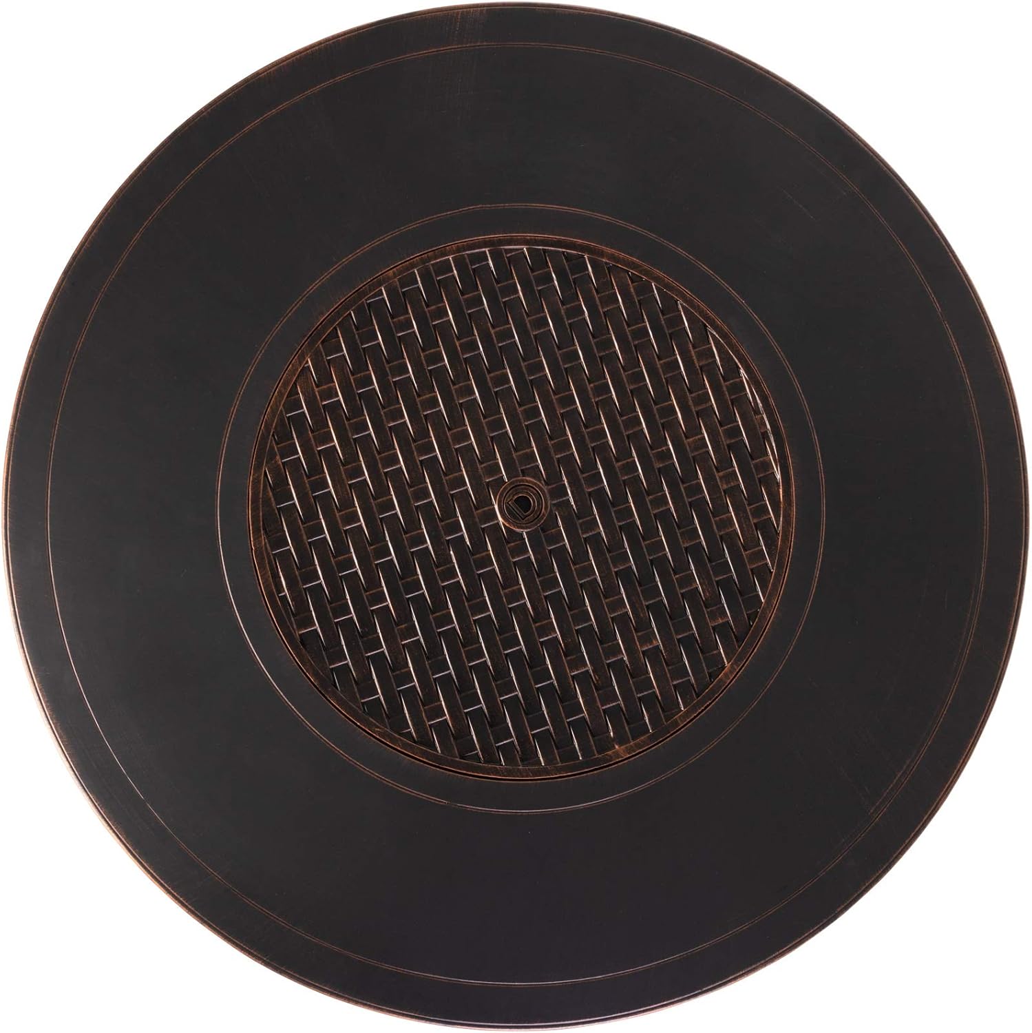 Florence Woven Aluminum Convertible Gas Fire Pit Table 55,000 BTU Multi-Functional Outdoor with Fire Bowl Lid, Nylon Weather Cover & Clear Fire Glass - Bronze Finish - Round - 44