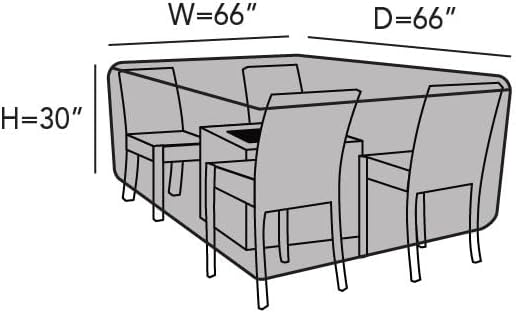 Covermates Square Firepit/Chair Set Cover - Weather Resistant Outdoor Cover, Fire Pit with Water-Resistant Chair Covers for Patio, Prestige 900D Polyester, Square 66W x 66D x 30H, Stone