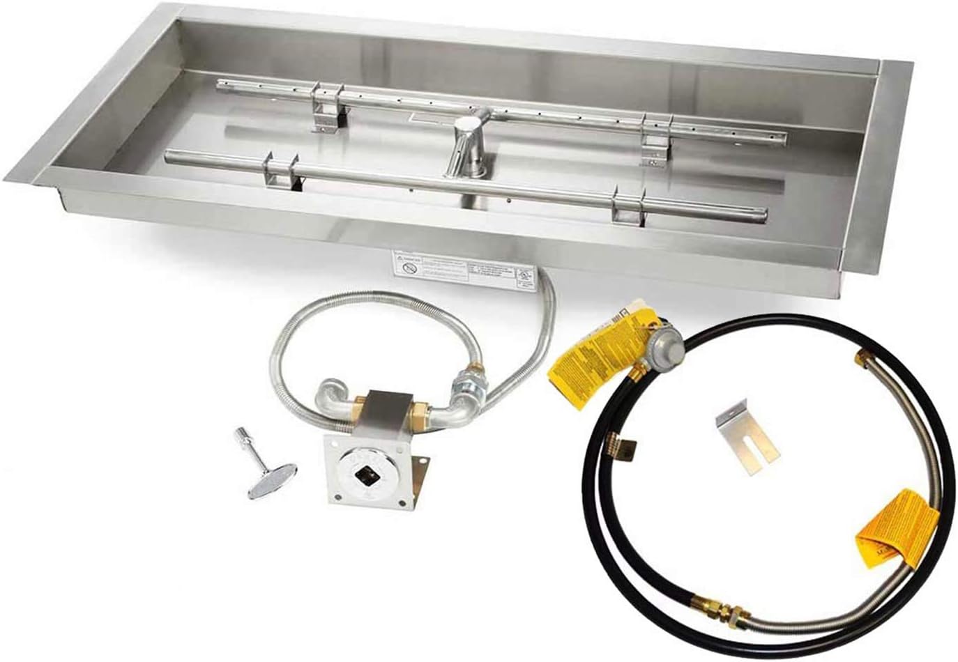 HPC Fire UL Listed Match Light Gas Fire Pit Kit for Small Tanks, 30x12-Inch Bowl Pan (MLFPK30X12-H-FLEX-LP-ST), Propane