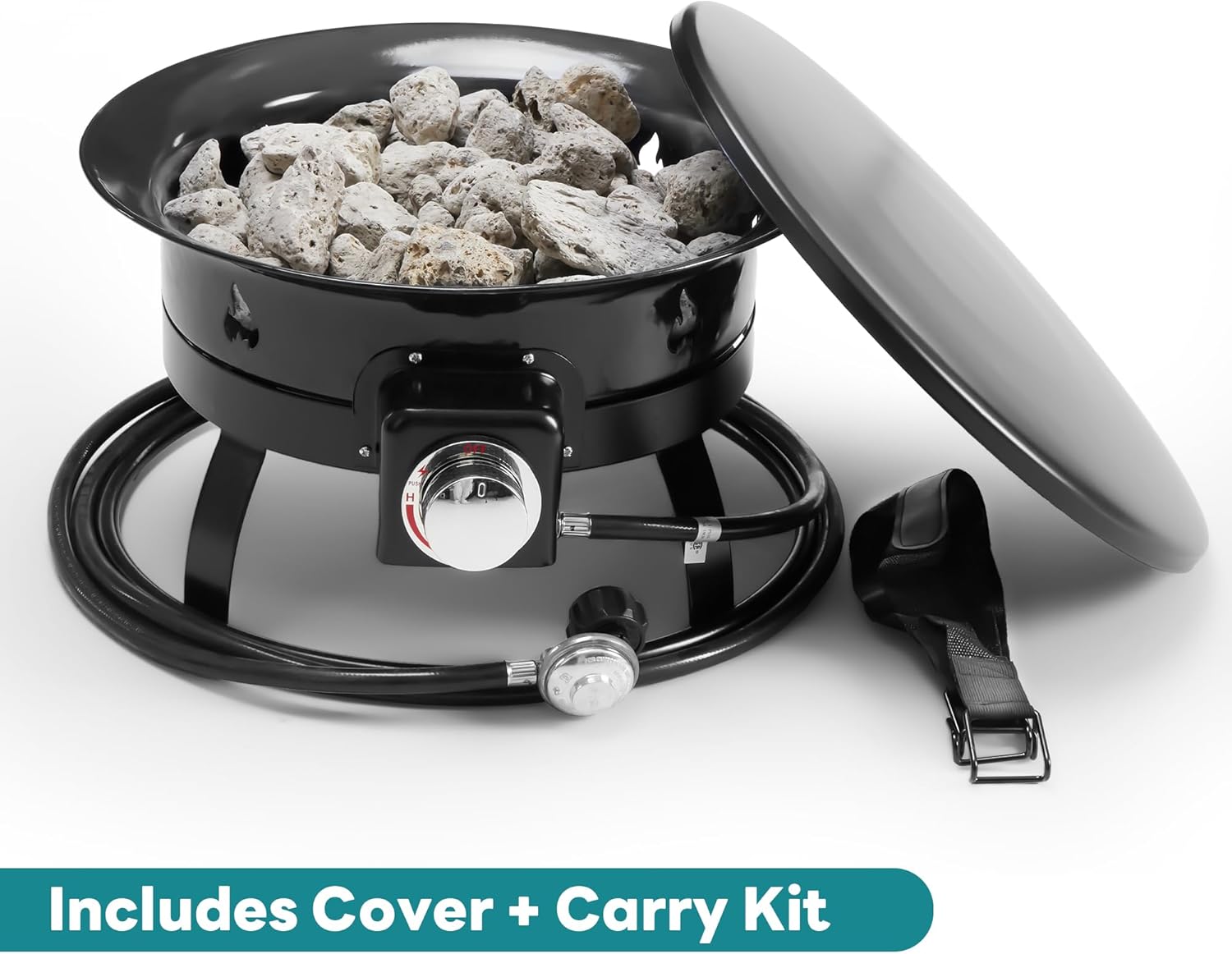 OLIXIS Portable Propane Fire Pit, 19 Inch Smokeless Gas Firebow with Cover and Carry Kit, 58,000 BTU Outdoor Fire Pit for Outside Patio Backyard Camping RV Tailgating