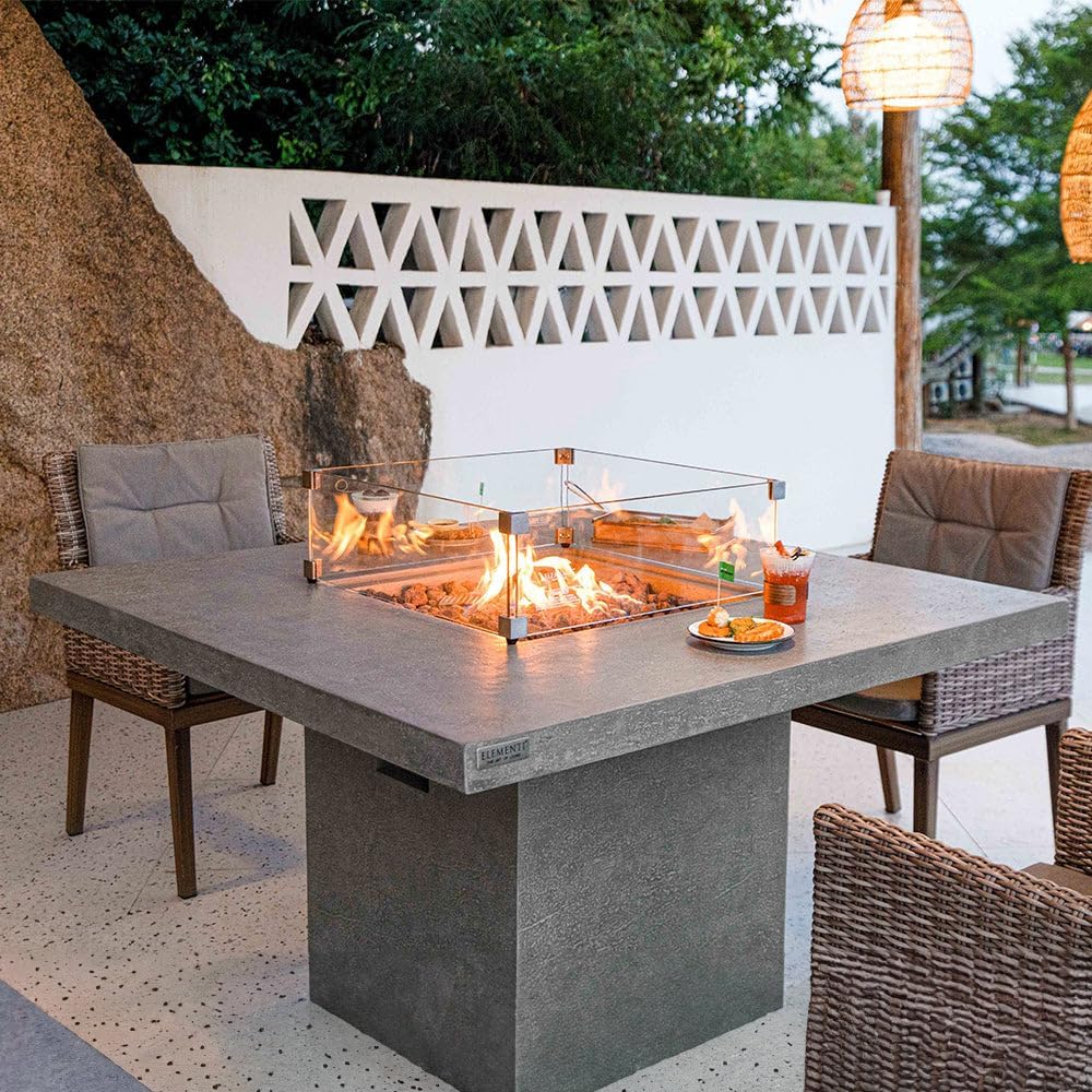 Elementi Modern Square Concrete Fire Pit, 48