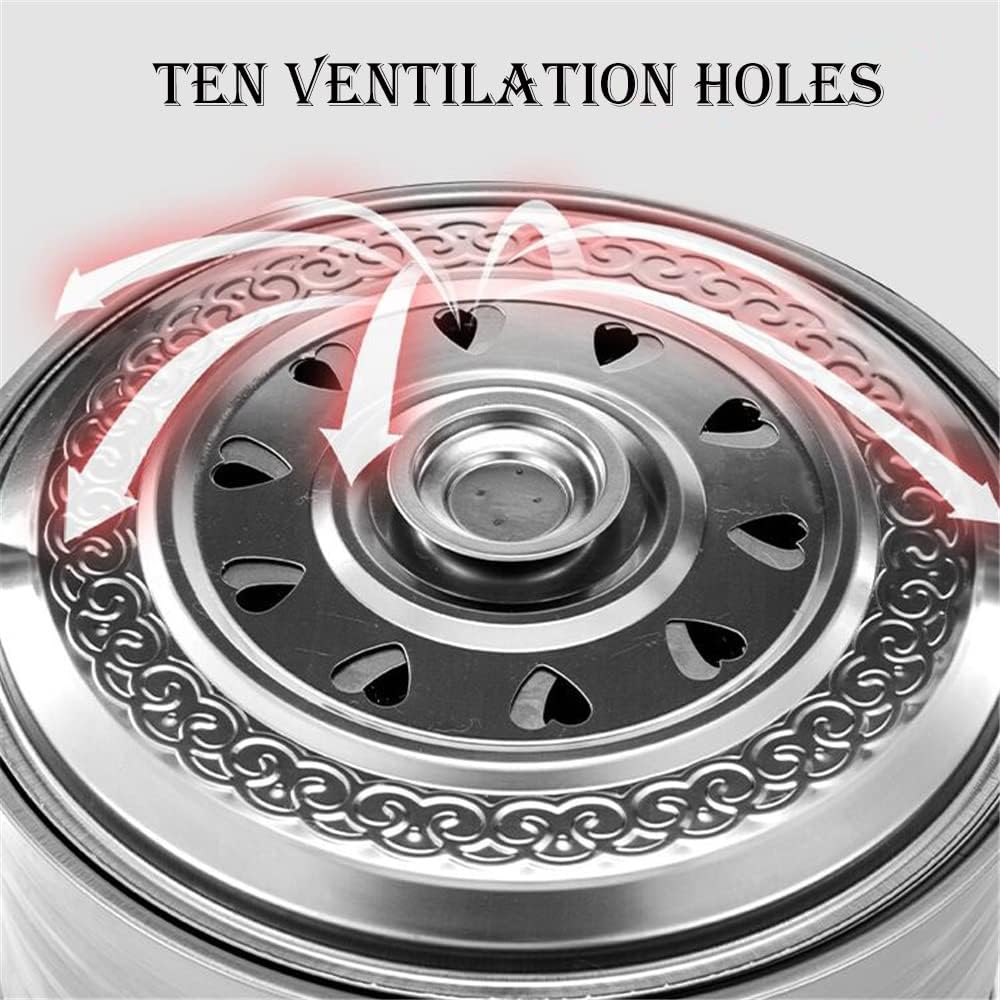 Outdoor Fire Pit Brazier with BBQ Grill Arc Handle Design Pattern Ventilation Buckle Adjustable Firepower Thickened Liner Removable Cooking Grill for Barbecue Heating