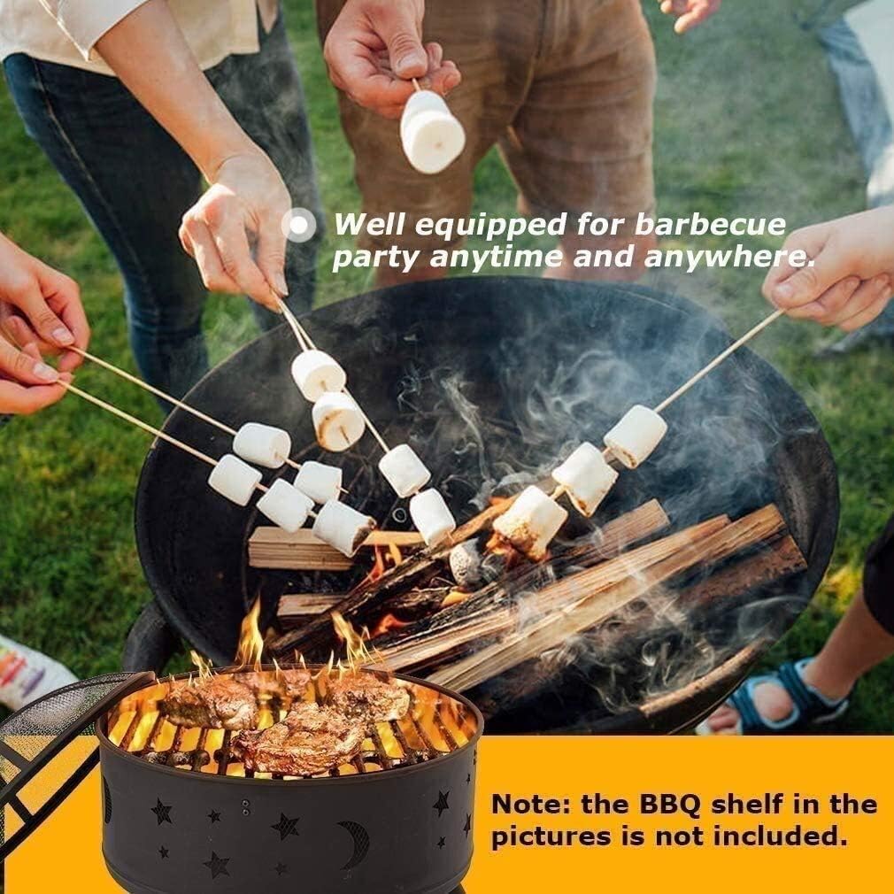 Fire Pits Outdoor Wood Burning Bowl, 24 Inches Diameter Wood Burning Steel Fire Patio & Backyard Firepit