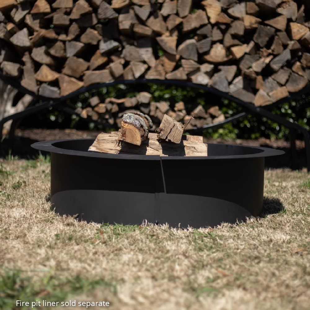 TITAN GREAT OUTDOORS Ash & Ember Round 30in Fire Pit Grate, Heavy Duty 1/2in Steel Elevated Log Wood Pit Grate, Burning Fireplace and Firepits