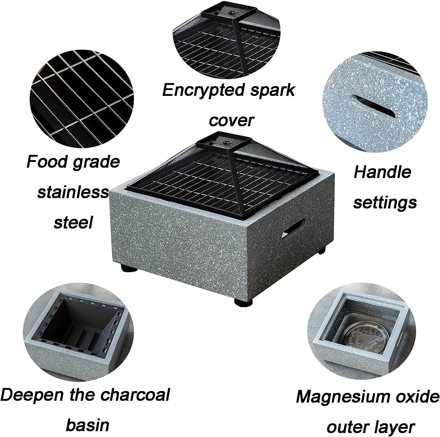 Fire Pit Square Wood Burning fire Pit, Outdoor Barbecue, Heating, ice Pit Three in one Terrace Garden fire Pit