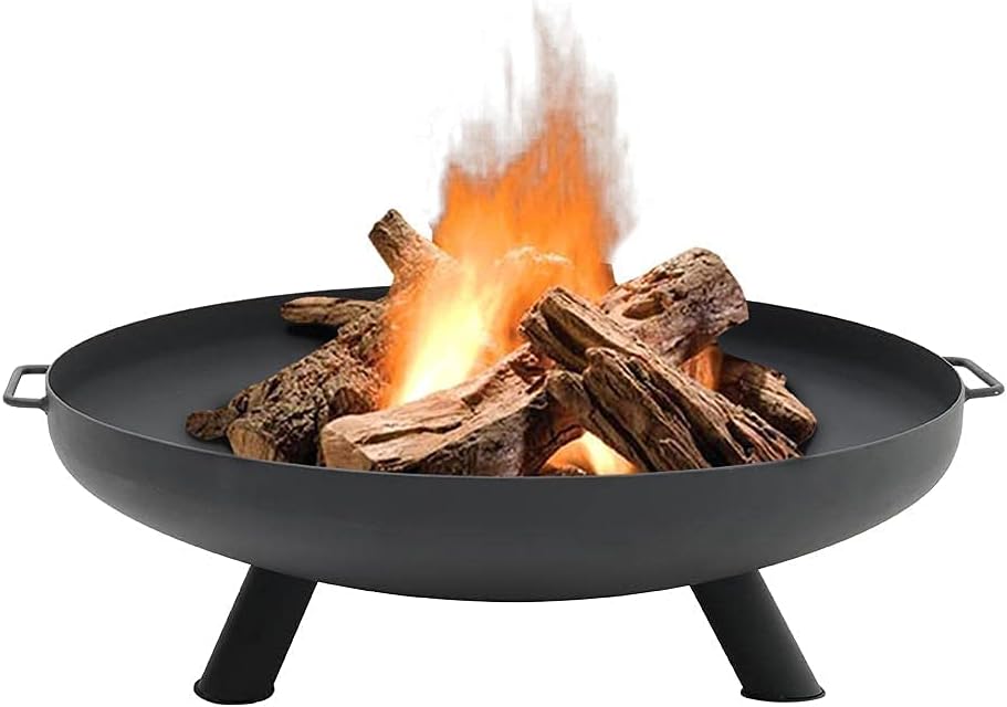 Rust Garden Fire Pit, Round, Steel, D60CM H22CM, Wood, Charcoal, Easy Assembly, Heavy Duty, Multifunctional, Ideal Yard Item