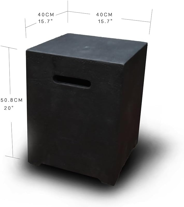 Elementi Dark Grey Propane Tank Cover Fire Pit Accessories Square 20 Inches Concrete Outdoor Side Table Fits Standard 20 Pound Propane Tank Hideaway Table