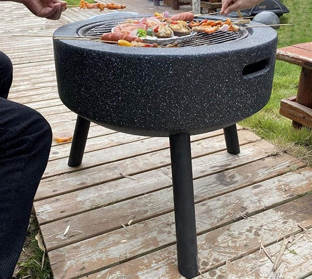 Large Retro Fire Pit Gray Cast Iron Brazier Heater Multifunctional Camping Bowl BBQ for Backyard,Camping,Picnic,Bonfire,Garden