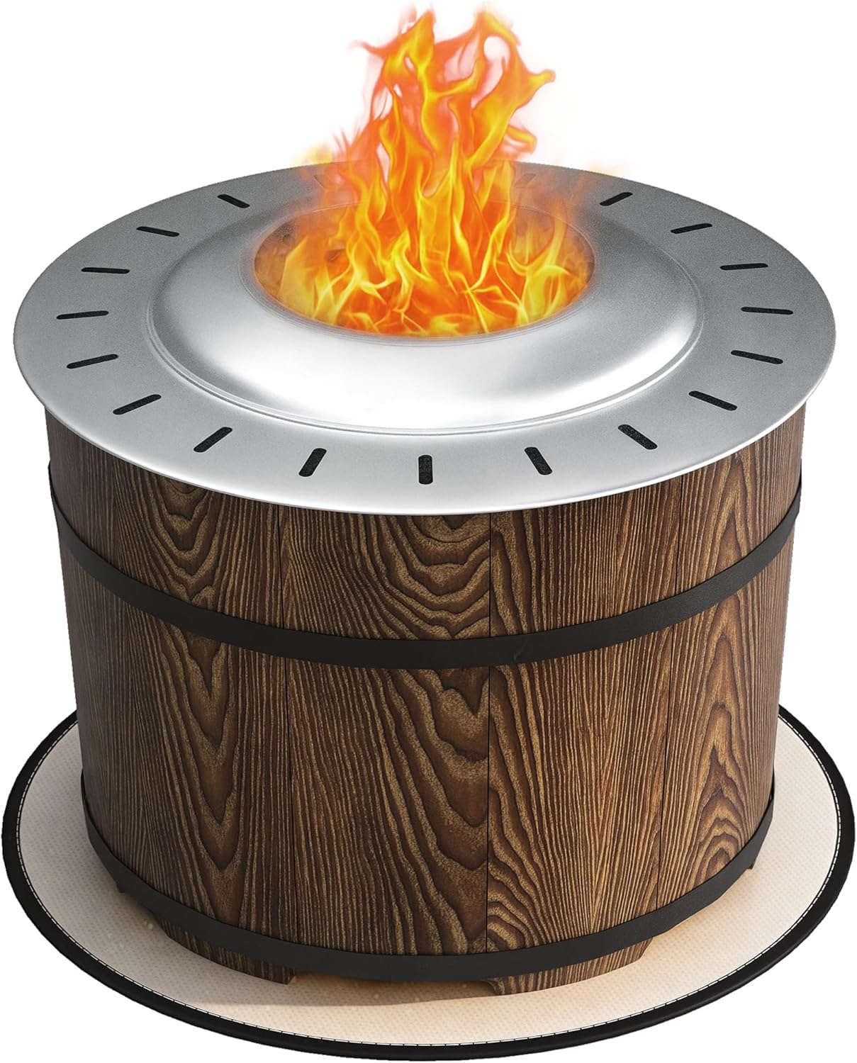 Outsunny Smokeless Fire Pit with Fireproof Mat, 20