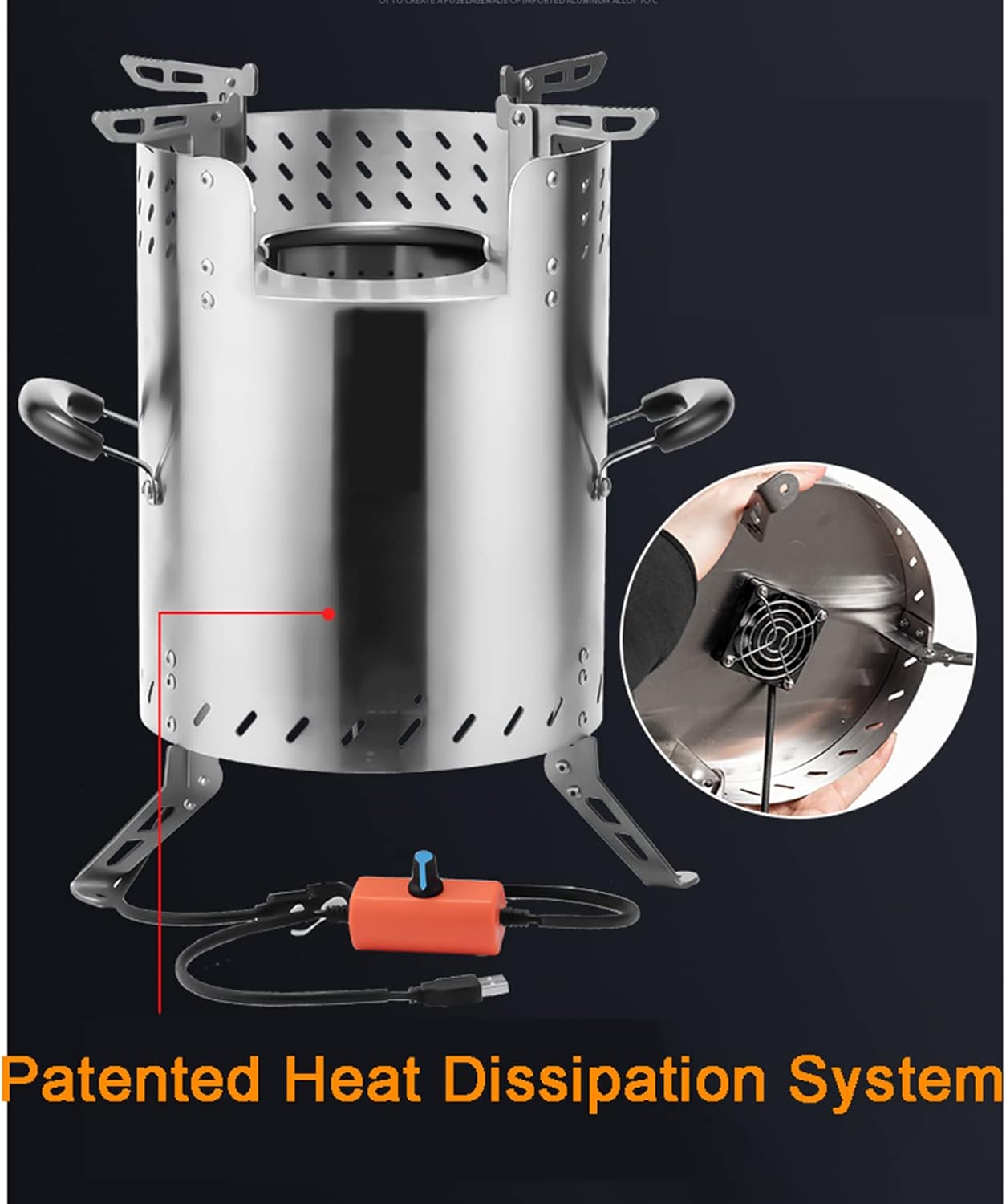 Firewood Stove, Fire Pit Outdoor Wood Burning Cast Iron Firepit Firebowl Fireplace Heater Log Charcoal Burner, with External Blower and Storage Bag,A