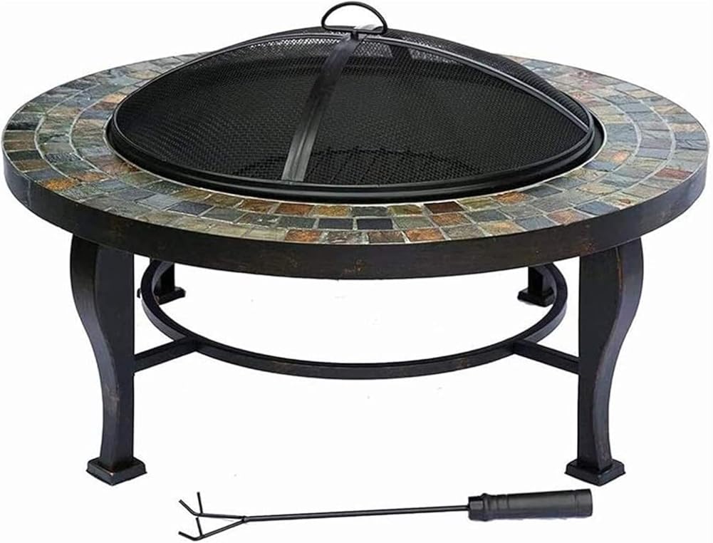 Fire Pits Outdoor Wood Burning Outdoor Fire Pit Large Bonfire Wood Burning Patio d Firepit for Outside with Round Spark Screen with Cover BBQ Cooking for Outside Camping