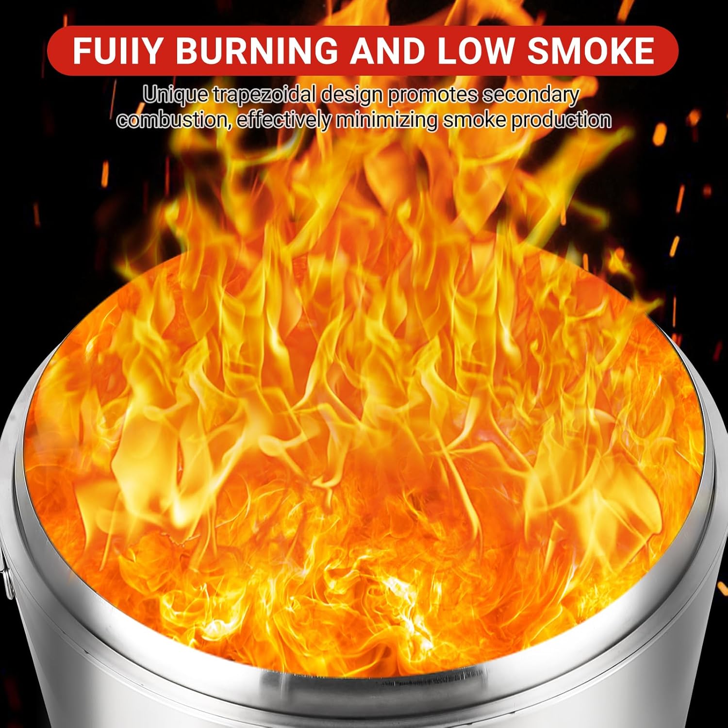 Garvee 27 in Stainless Steel Smokeless Fire Pit, Outdoor Portable Smokeless Firepit, Low Smoke Firepit for Backyard Patio Garden Picnic Camping Bonfire