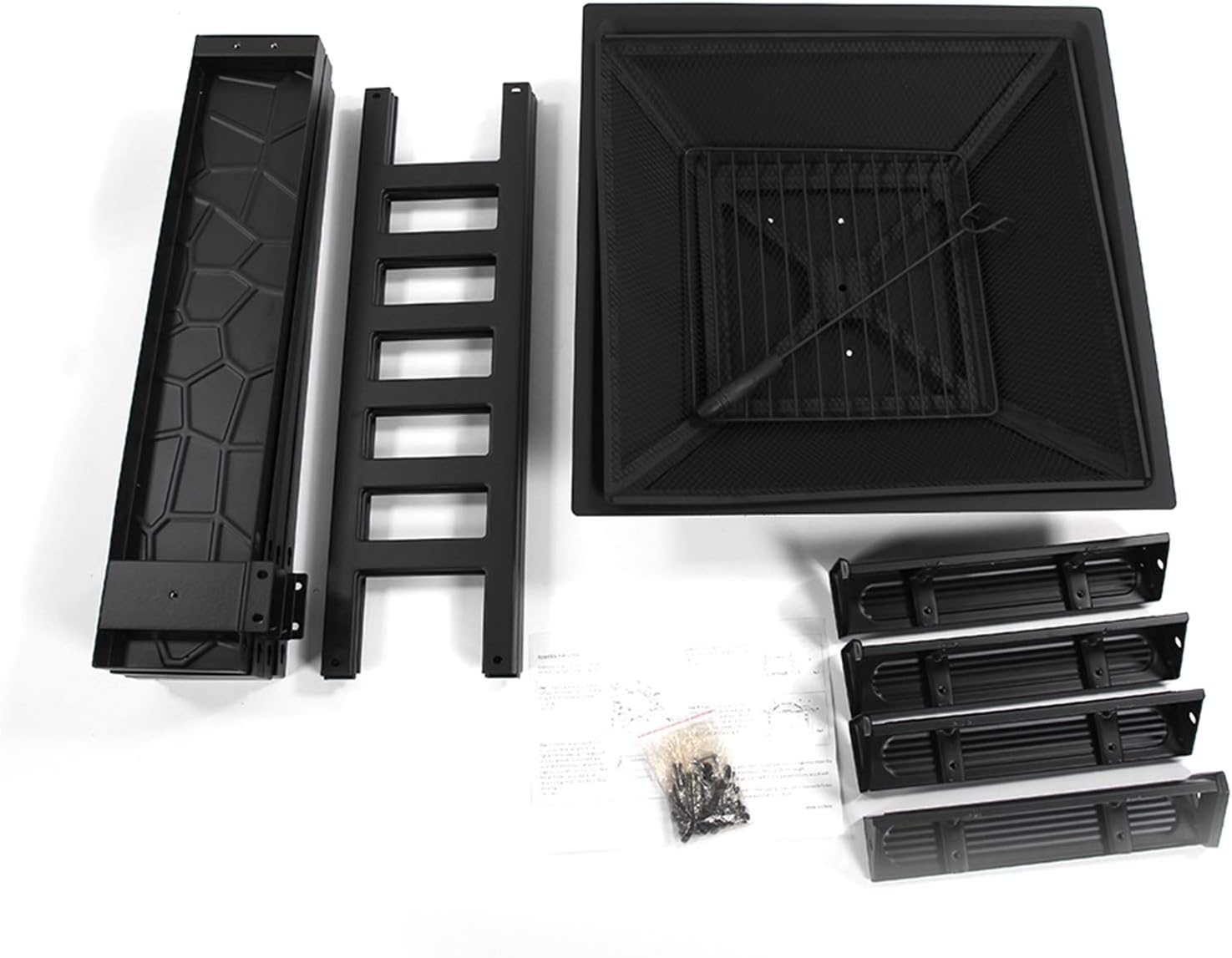 Portable Metal Fire Bowl Iron Brazier Wood Burning Fire Pit for Backyard Poolside Courtyard (32Inch, Black Square)