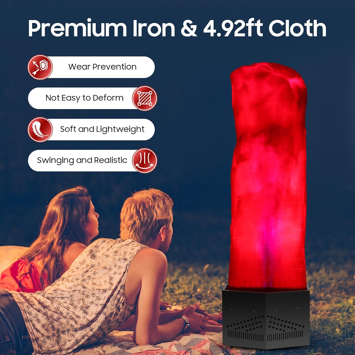 4.92ft Fake Flame Light with 36 LED Light, Red & Blue LED Flame Stage Effect Light Artificial Fake Fire Flame Lamp for Nightclub, Campfire Party, Special Holiday (1.5m/4.92ft, Type 1)