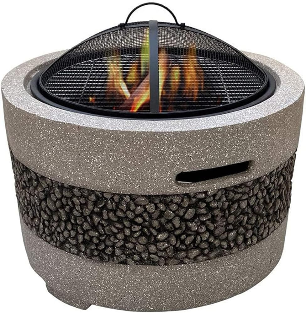 Garden Fire Pit Barbecue Grill,Outdoor Party BBQ Fire Pit with BBQ Grill Shelf, Firepit Garden Patio Heater/BBQ/Ice Pit Grill Barbecue Rack