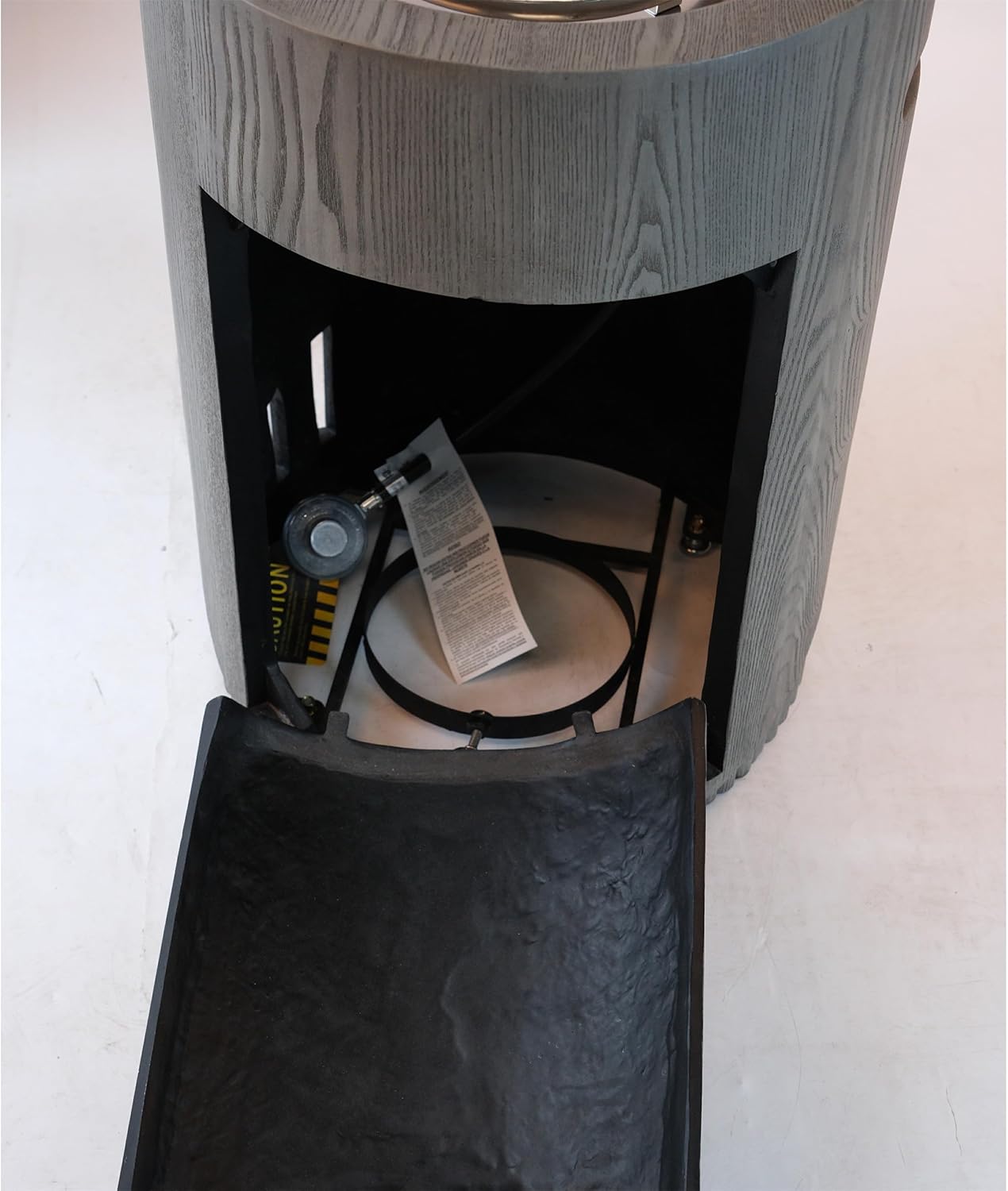 20 Inch Round Outdoor Gas Fire Pit 32000 BTU Patio Fire Pit with Lava Stone and Rainproof Cover,Magnesium Oxide Cultured Stone Surface Finished for Backyard