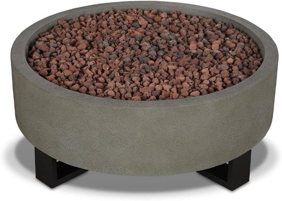 Home Square 2-Piece Set with Propane Fire Bowl for Outdoors and Fire Glass