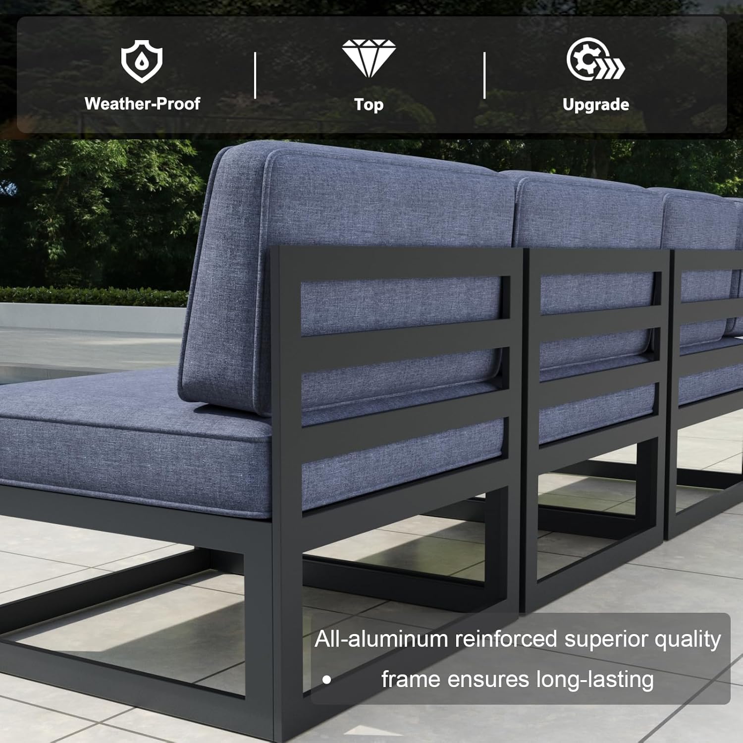 6 Pieces Aluminum Patio Furniture Set with Propane Gas 44