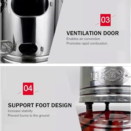 Portable Stainless Steel Burn Barrel - Outdoor Incinerator with Fire Hook for Efficient Yard Waste, Leaves, Debris, Paper Burning - Ideal Garden Fire Pit