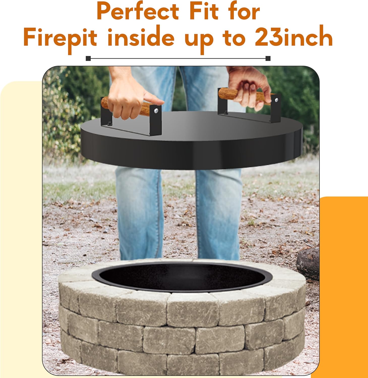 FEBTECH Fire Pit Solid Cover Compatible with Fire Pit Inside Up to 23