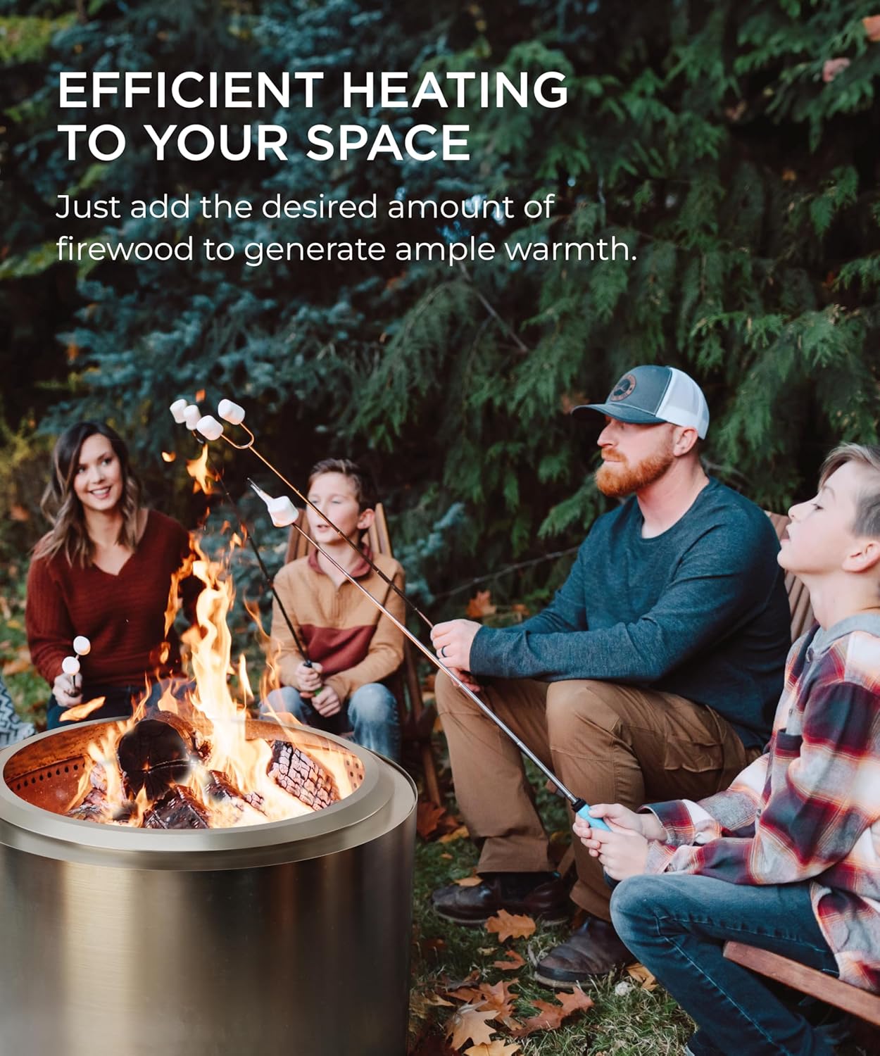 Smokeless Fire Pit, 19.7 inch Firepits for Outside with Removable Ash Pan, Portable Low Smoke Stainless Steel Outdoor Fire Pits, Lightweight Wood Burning Smokeless Firepit for Camping, Bonfire, Picnic