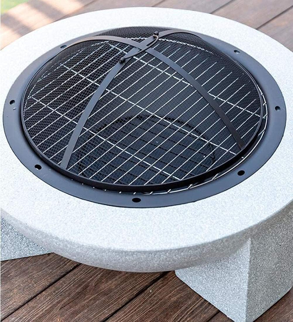 Small Firepit, Fire Pit with BBQ Grill Shelf, Outdoor Garden Patio Heater Grill Camping Bowl BBQ with Poker, Grate, Grill, Mesh Lid