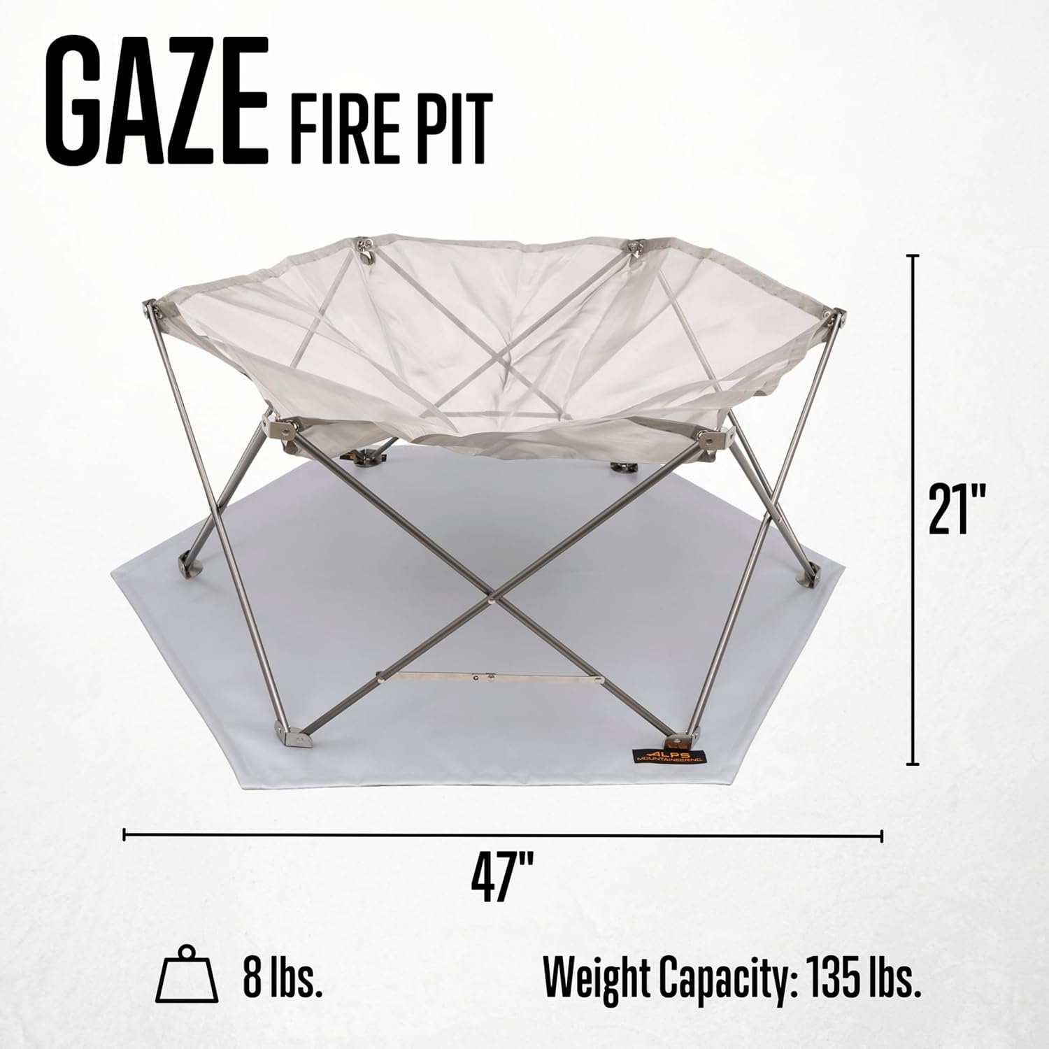 ALPS Mountaineering Gaze Fire Pit – Portable Stainless Steel Mesh Outdoor Fire Pit with Ground Heat Shield & Carry Bag for Camping, Backyard, Travel, Tailgating & Overlanding